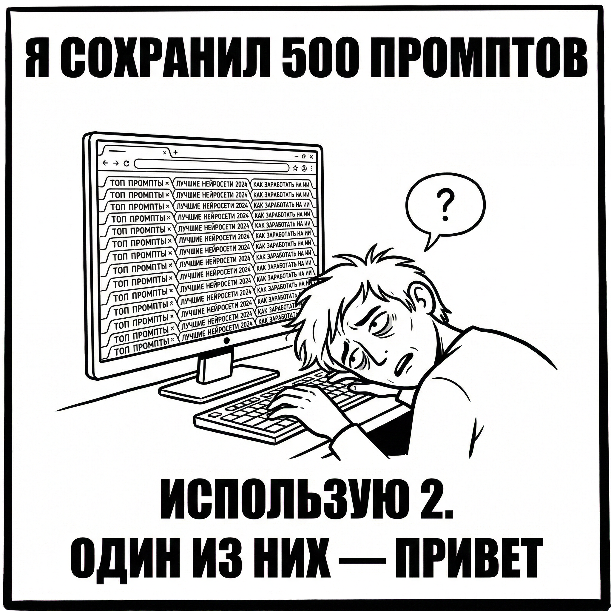 Мем: сохраняю 100 AI инструментов, использую Google