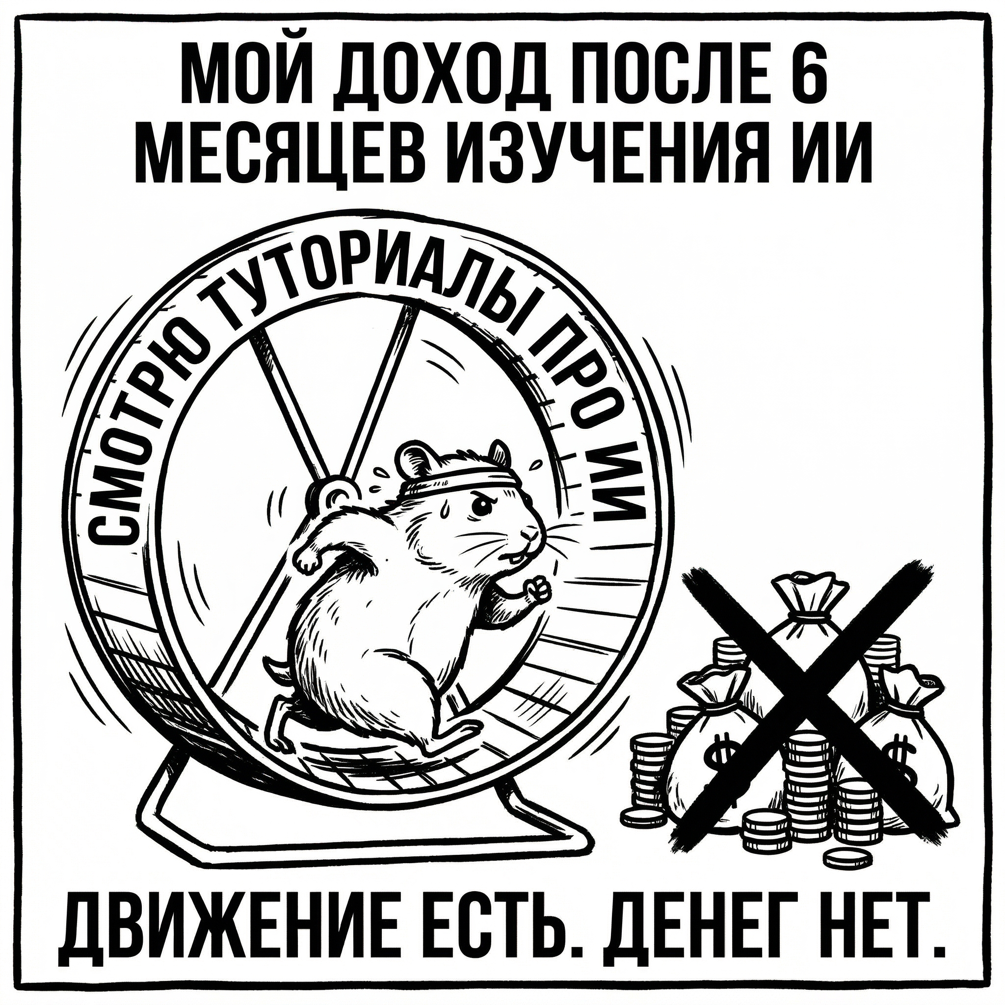 Мем: беговая дорожка — смотришь туториалы, доход $0